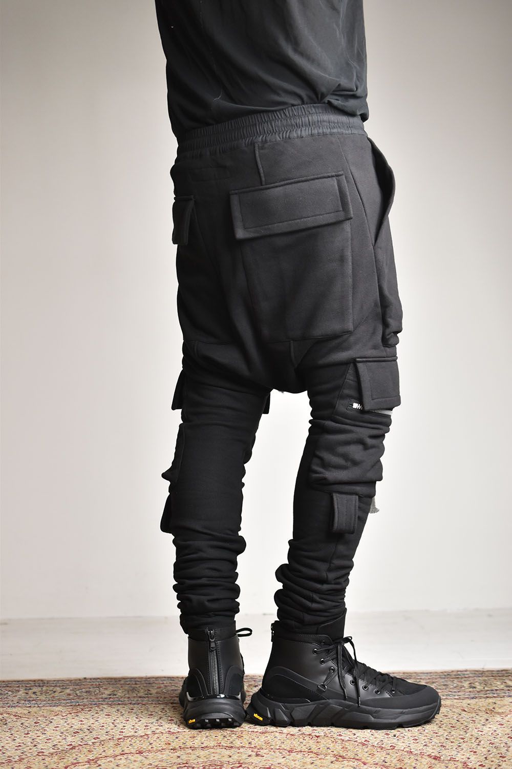 Side Zip Sweat Sarouel Pants"Black"/サイドジップスウェットサルエルパンツ"ブラック"