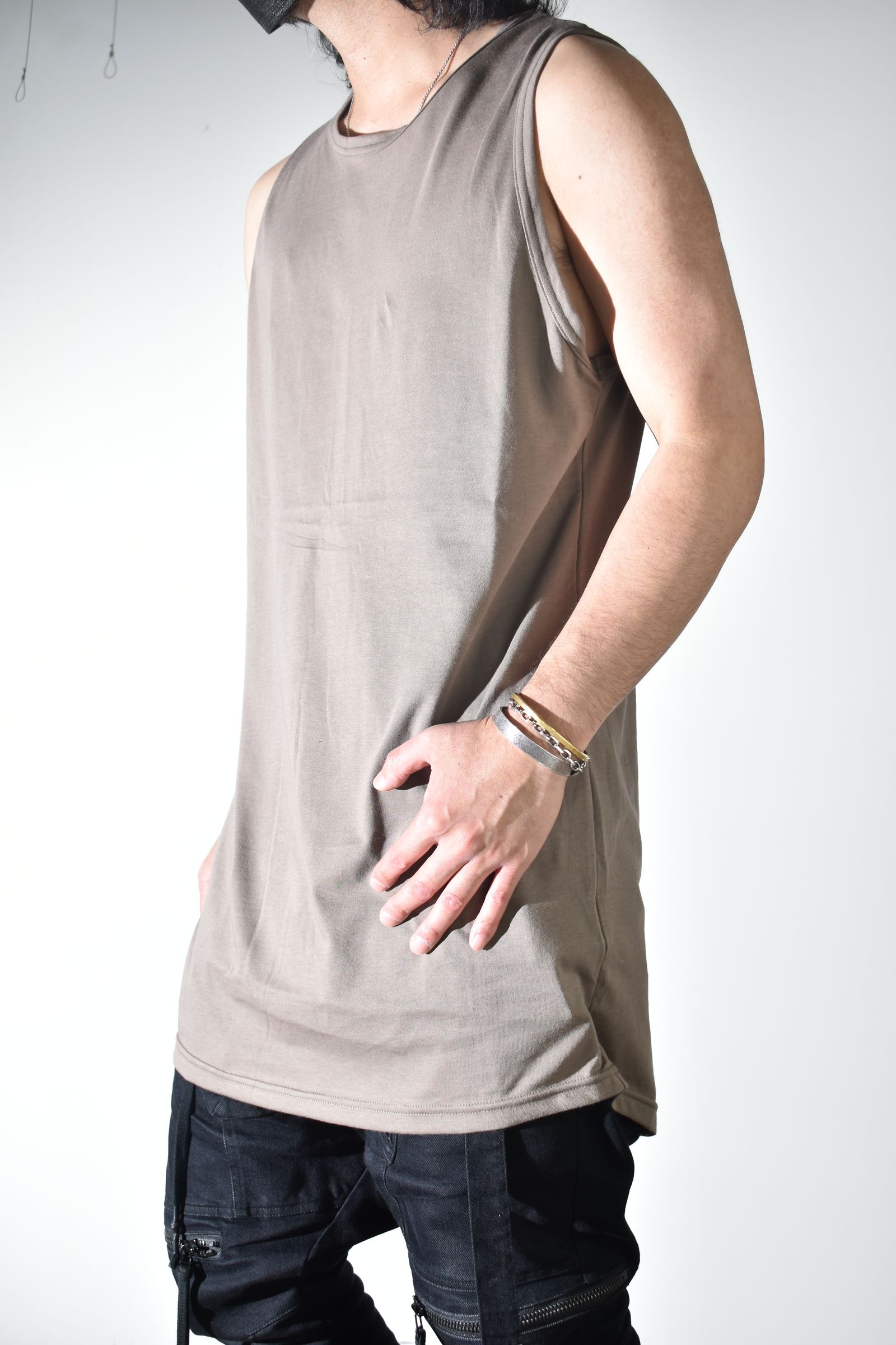 Long Tank Top"G.Brown"/ロングタンクトップ"グレーブラウン"