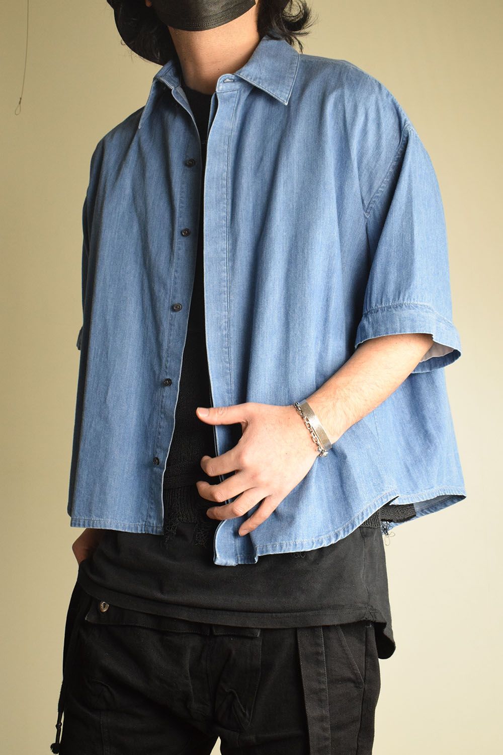 Detachable Sleeve Hook Cuff Shirt"Blue Washed" / デタッチャブルスリーブホックカフスシャツ"ブルーウォッシュド"