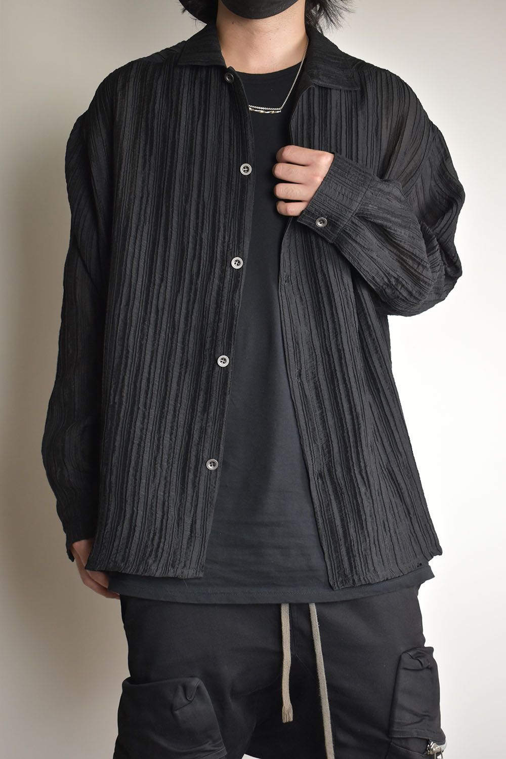 Sheer Yoryu Shirts"Black"/シアーシャツ"ブラック"