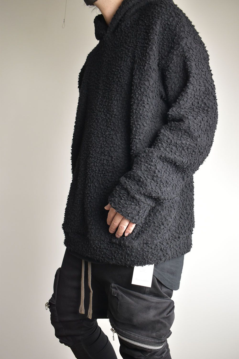 Wool Cotton Boa Hoodie Pullover"Black" /  ウールコットンボアフーディプルオーバー"ブラック"