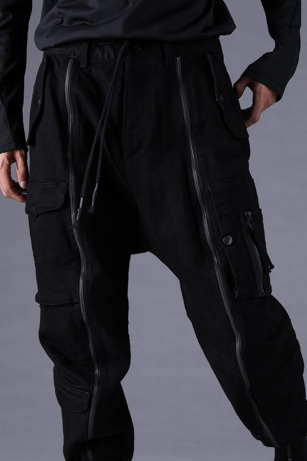 《2027SS先行予約分》Stretch Denim Parachute Cargo Jog Pants"Black" / ストレッチデニムパラシュートカーゴジョグパンツ"ブラック"