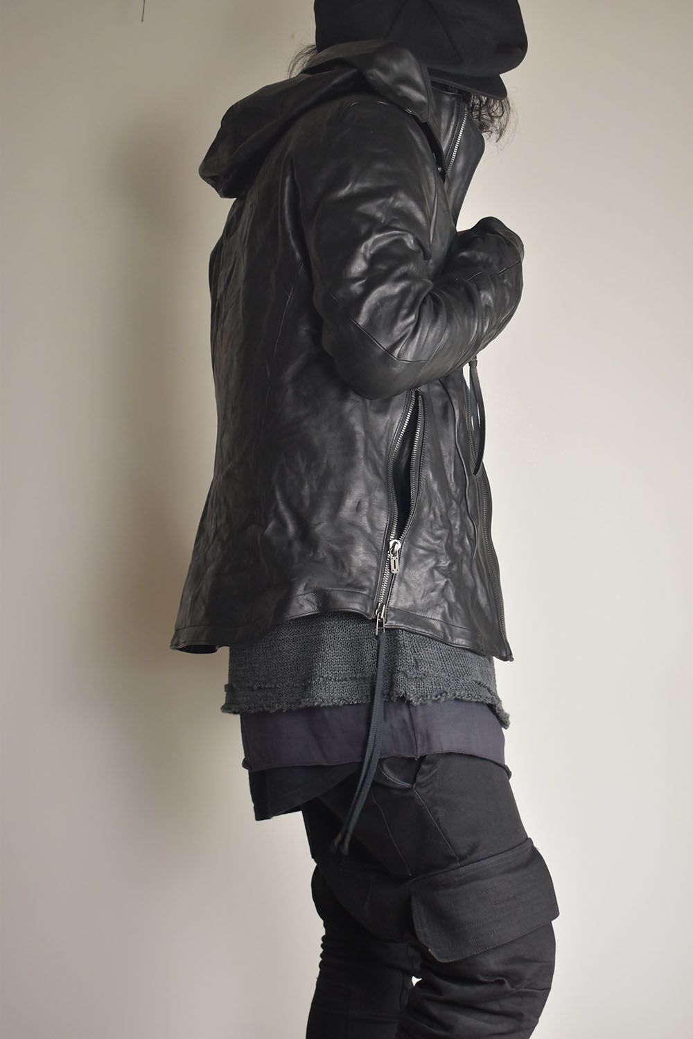 Horse Leather Hood Attachd Jacket "Black" / ホースレザーフードアタッチドジャケット"ブラック"