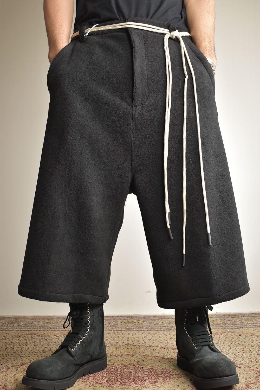 Fleece Over Cropped Pants"Black"/フリースオーバークロップドパンツ"ブラック"