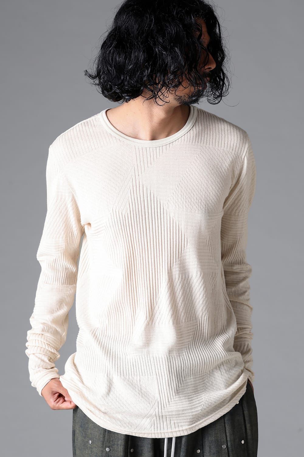 《2026SS先行予約》Deformed Stripe Pattern Long Sleeve "Black / Cream" /ディフォルメドストライプパターンロングスリーブ"ブラック/クリーム"