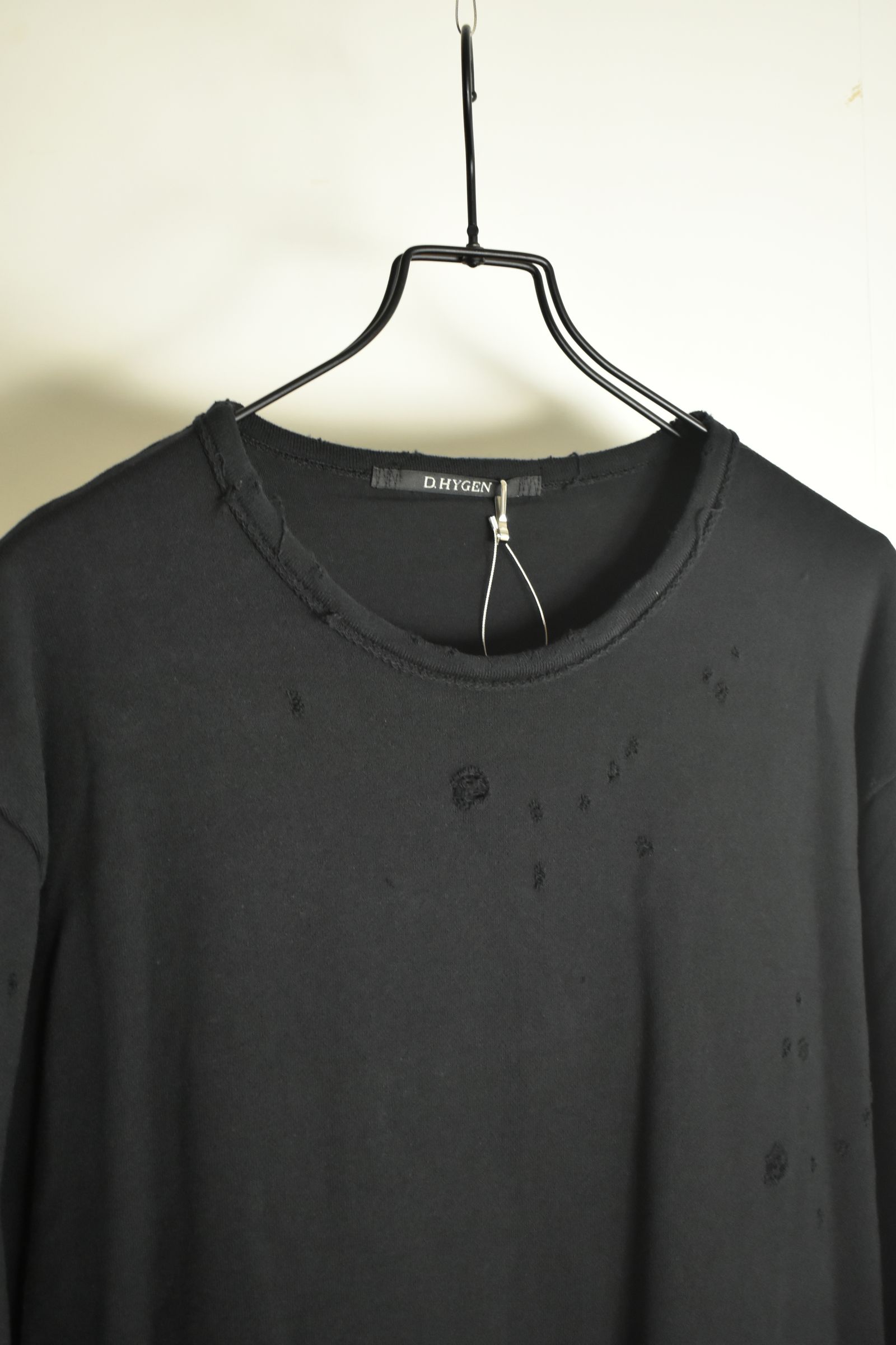 Sweat Shotgun Damage Layered Tee"Black" / 裏毛ショットガンダメージレイヤードTee"ブラック"