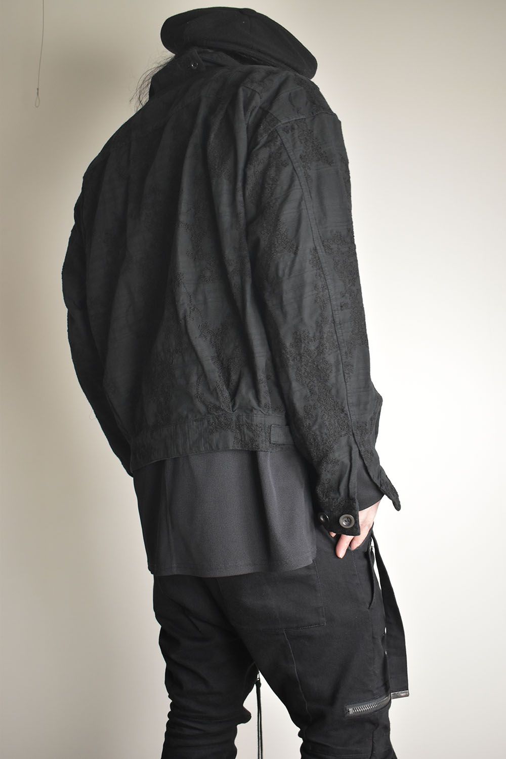 Embroidered Striped Blouson"Black" / 刺繍ストライプブルゾン"ブラック"