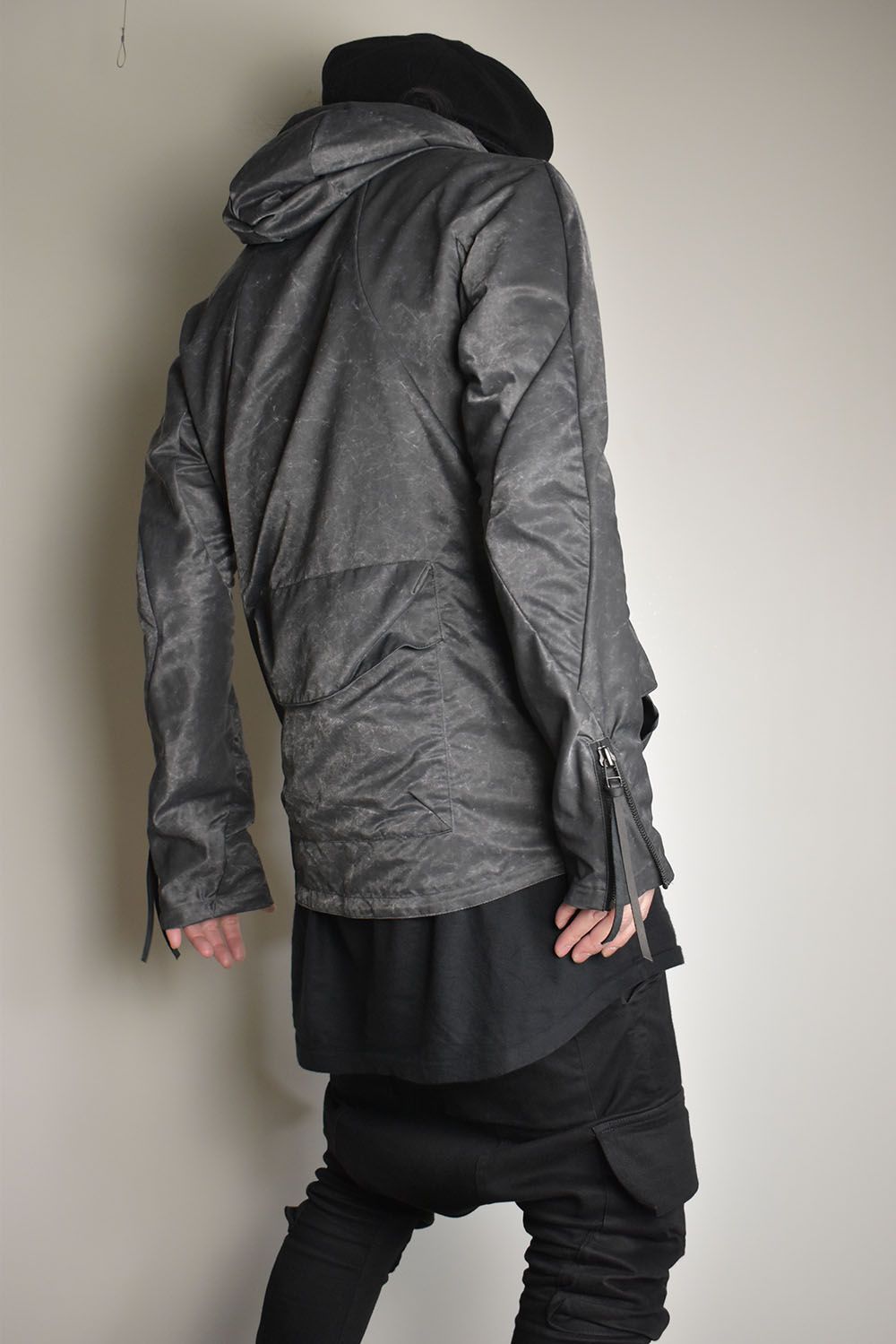 Pigment Coated Washer Nylon Hooded Jacket"Black" / 顔料コーティングワッシャーナイロンフーデットジャケット"ブラック"