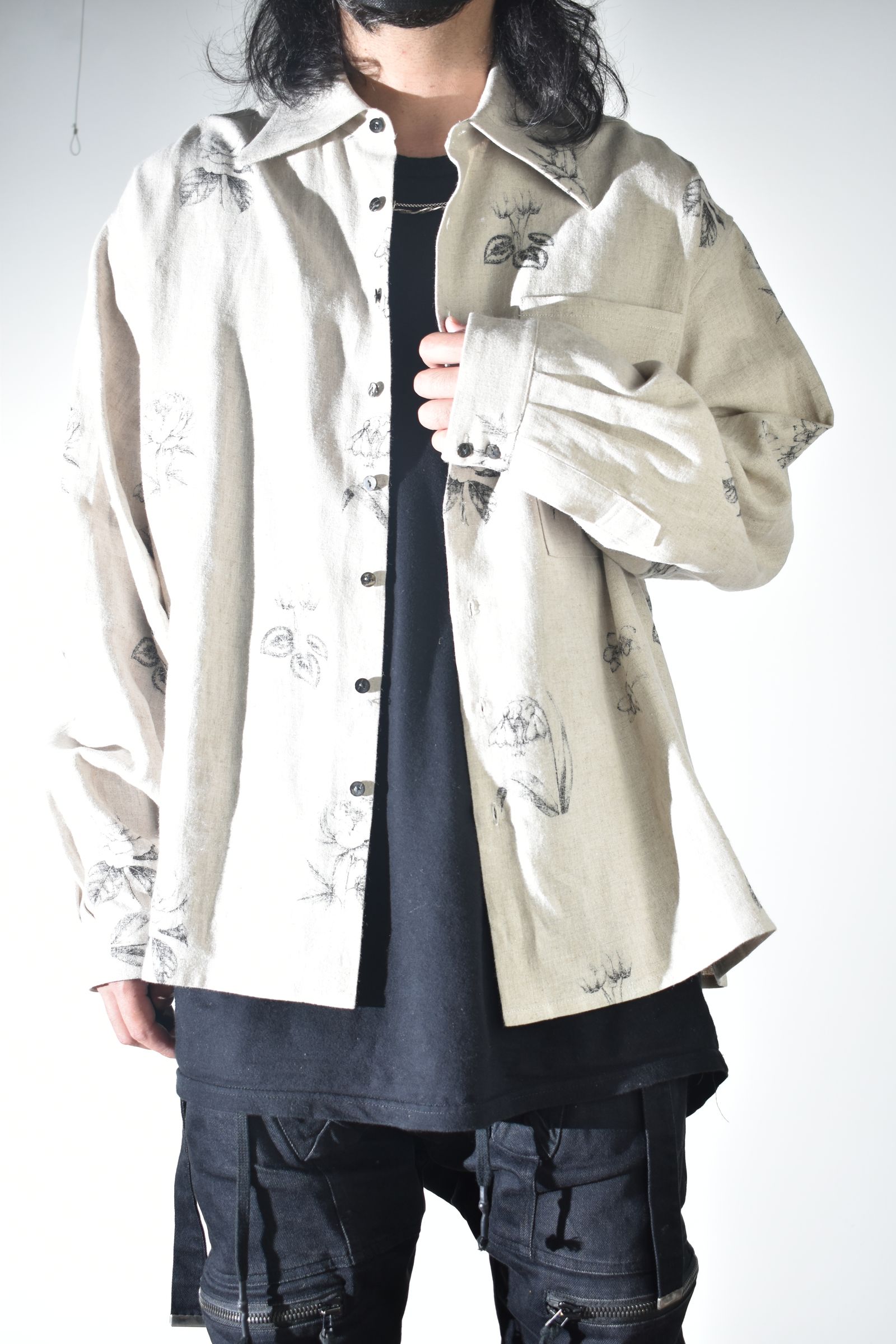 Botanical Print Oversized Shirt "Ecru" / ボタニカルプリントオーバーサイズシャツ"エクリュ"