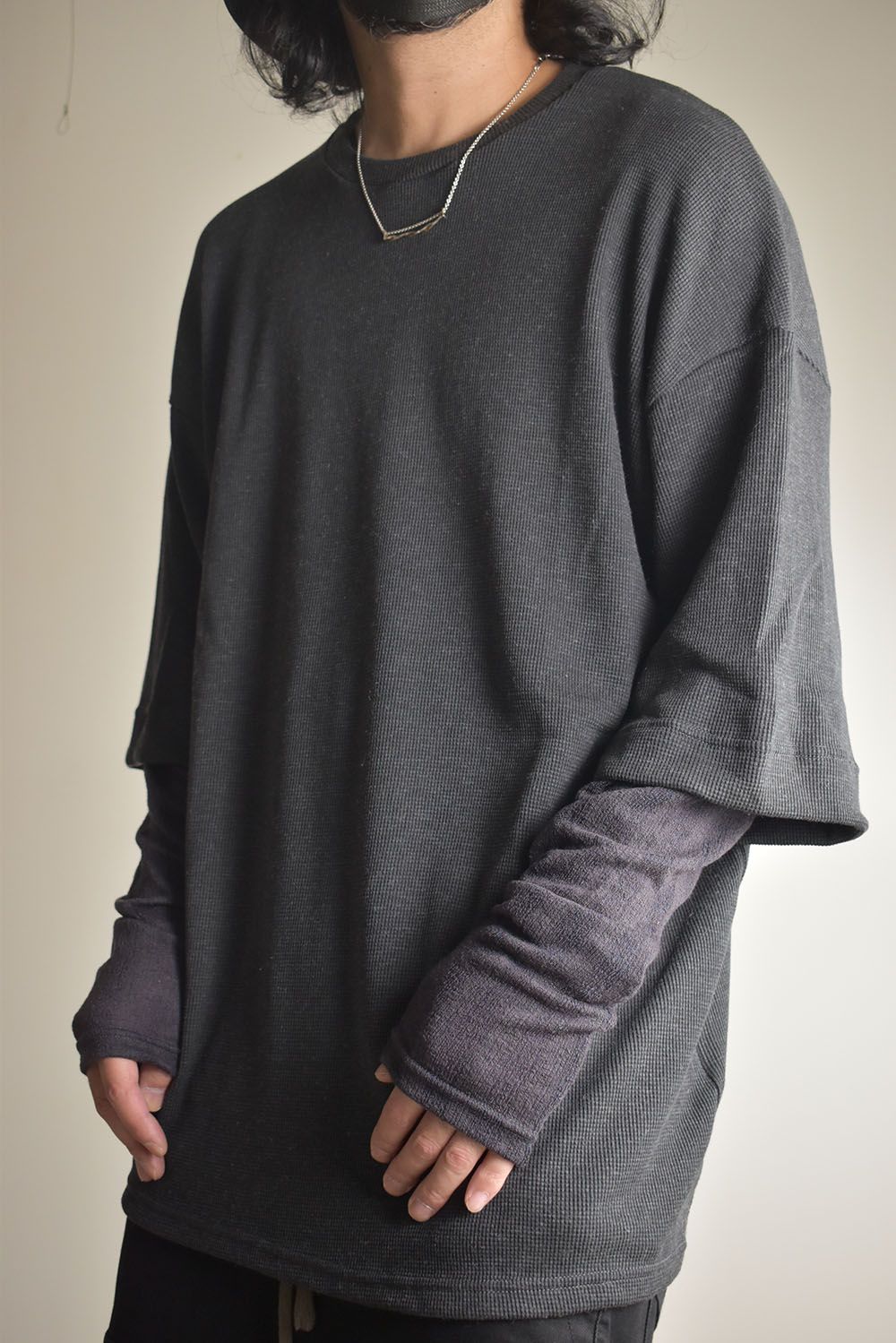 Layered Crew Neck Top"D.Grey" / レイヤードクルーネックトップ"ダークグレー"