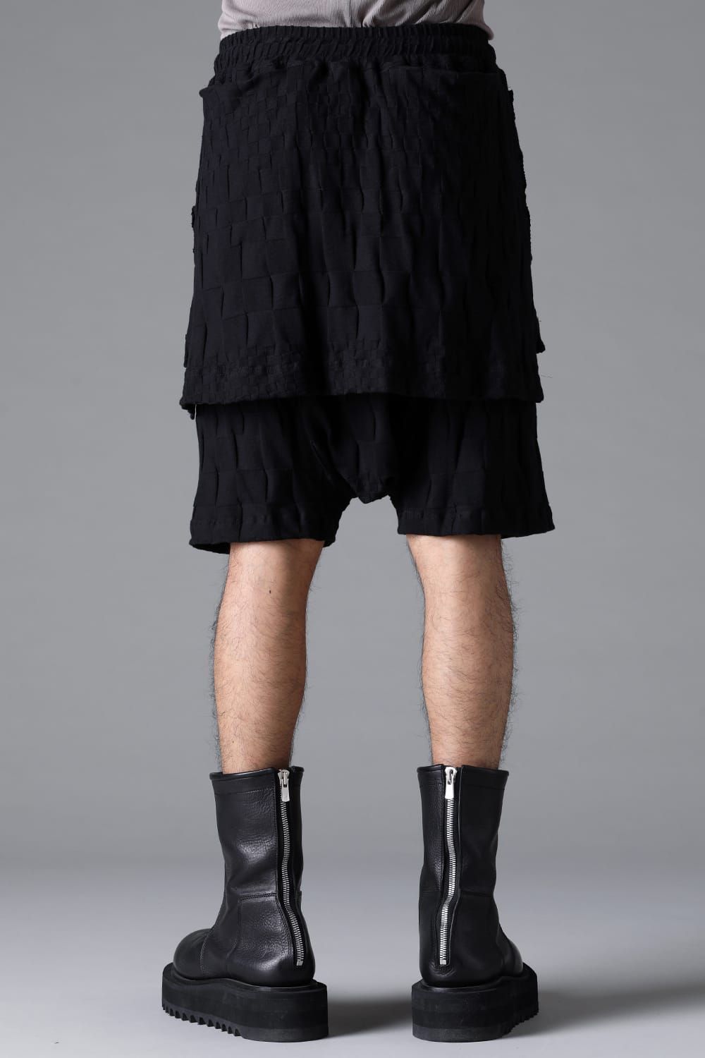 《2026SS先行予約》Gradient Plaid Pattern Layered Shorts"Black / Cream" / グラデーションチェックパターンレイヤードショーツ"ブラック/クリーム"