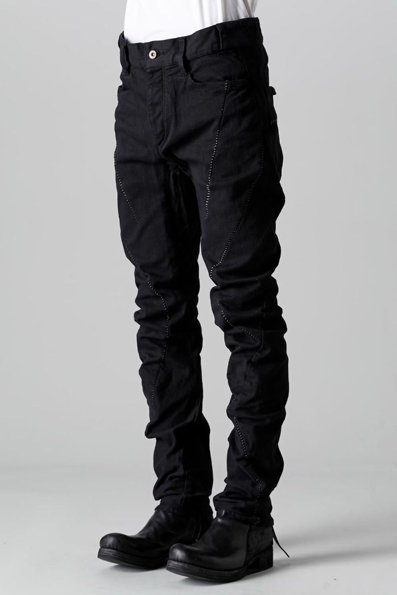 《2027SS先行予約分》Stretch Denim Overlock Twist Curve Pants"Black" / ストレッチデニムオーバーロックツイストカーブパンツ"ブラック"