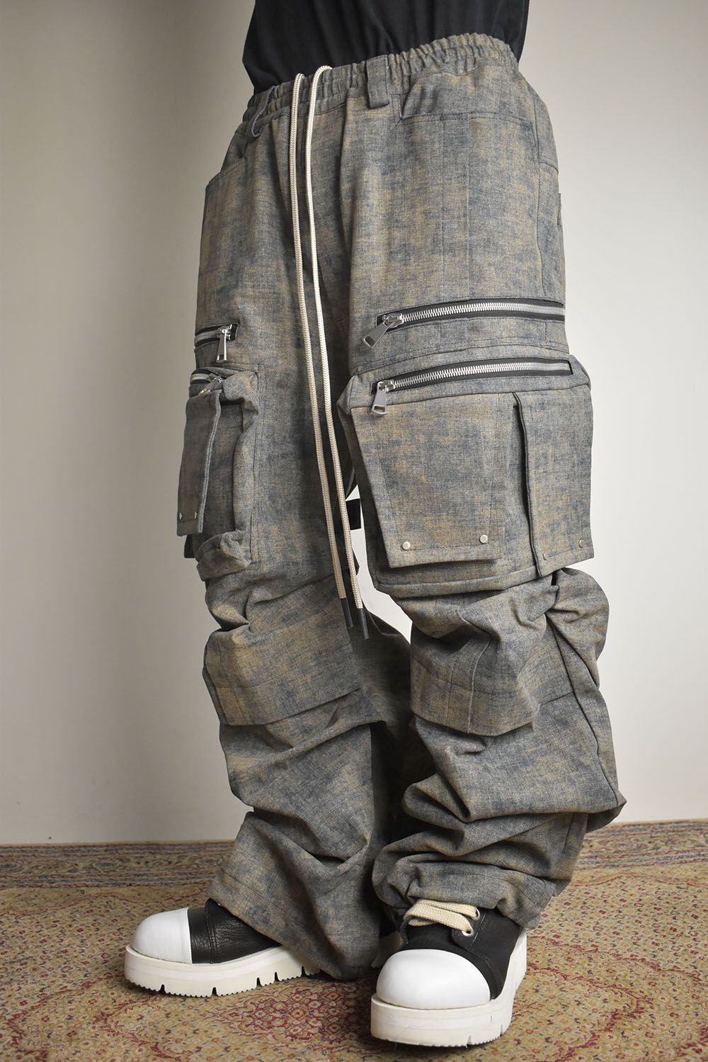 Blended Shades Denim Cargo Tuck Wide Pants"Steel Blue"/ ブレンデッドシェイドデニムカーゴタックワイドパンツ"スティールブルー"