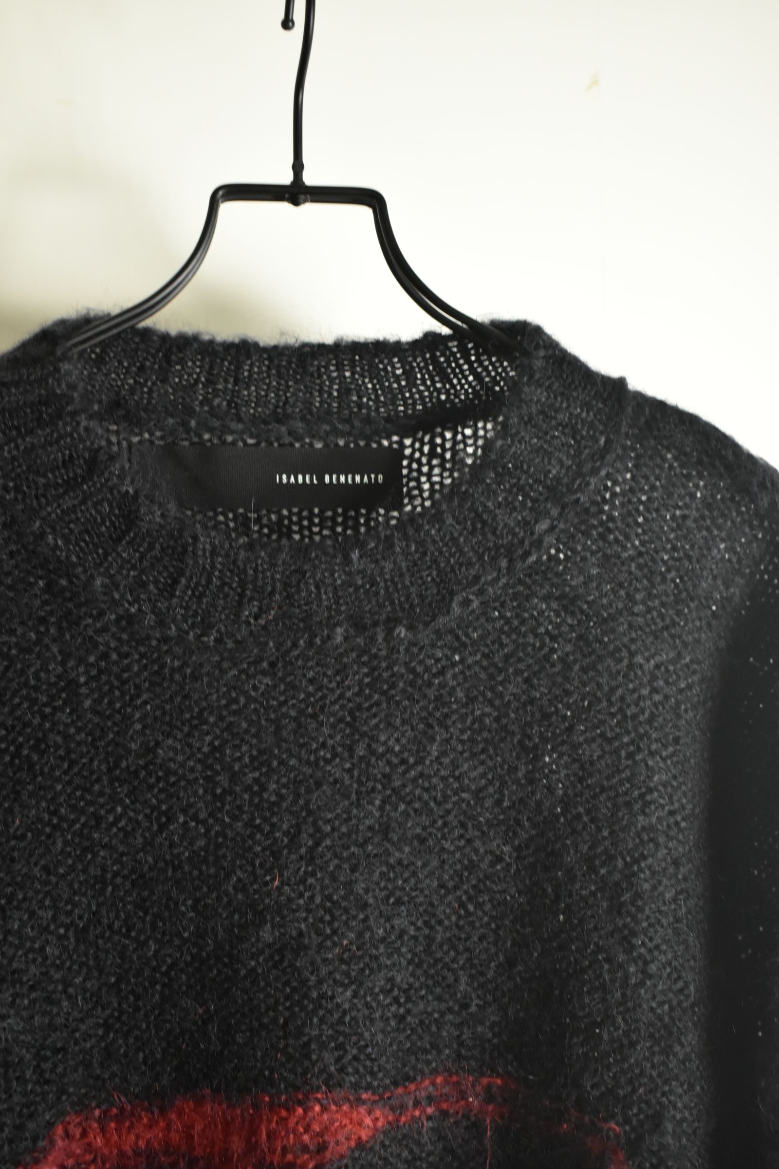 Mohair Knit Pullover "Black-Red" / モヘアニットプルオーバー"ブラックレッド"