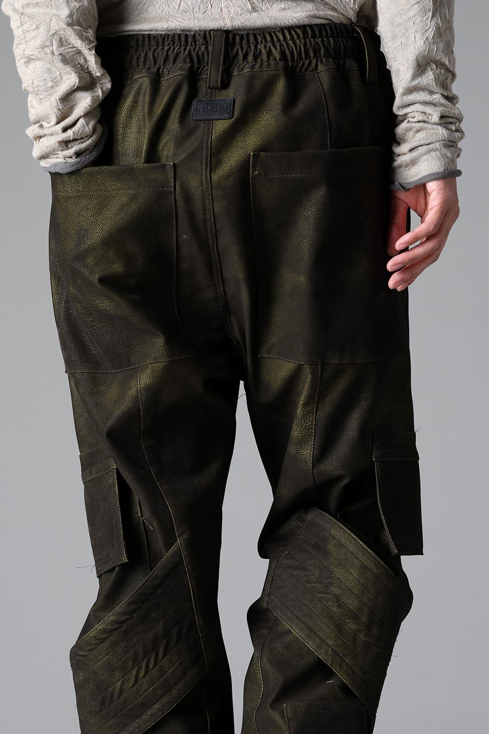 《2025AW先行予約》Synthetic Leather Belt Cargo Boots Cut"Black / Khaki" / シンセティックレザーベルトカーゴブーツカット"ブラック/カーキ"