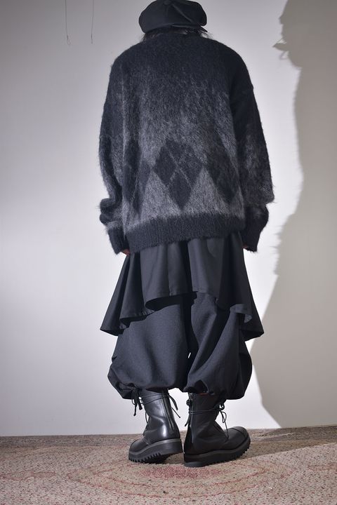 ショートブルゾン×レイヤードワイドサルエル