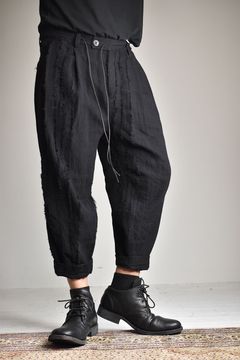 Wool SCAB Broken Stripe Jacquard Wide Cropped Pants"Black"/ウールSCABブロークンストライプジャガードワイドクロップドパンツ"ブラック"