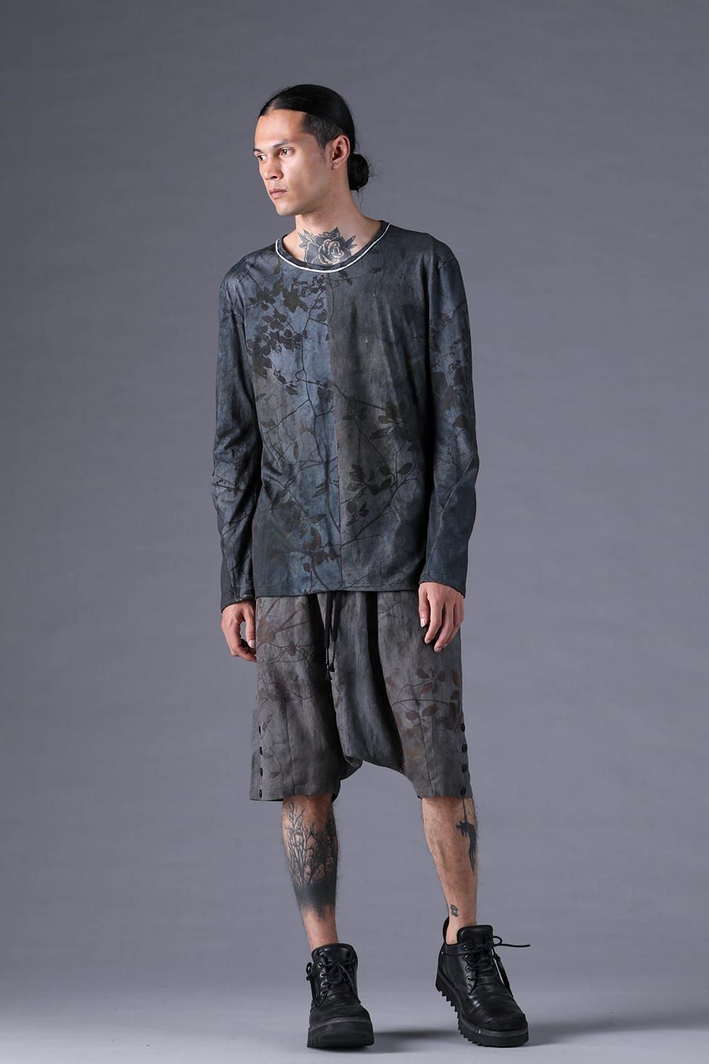 《2027SS先行予約分》Inkjet-Printed 30/- Cotton L/ST-Shirt"Charcoal" / インクジェットプリント30/-天竺ロングスリーブTee"チャコール"