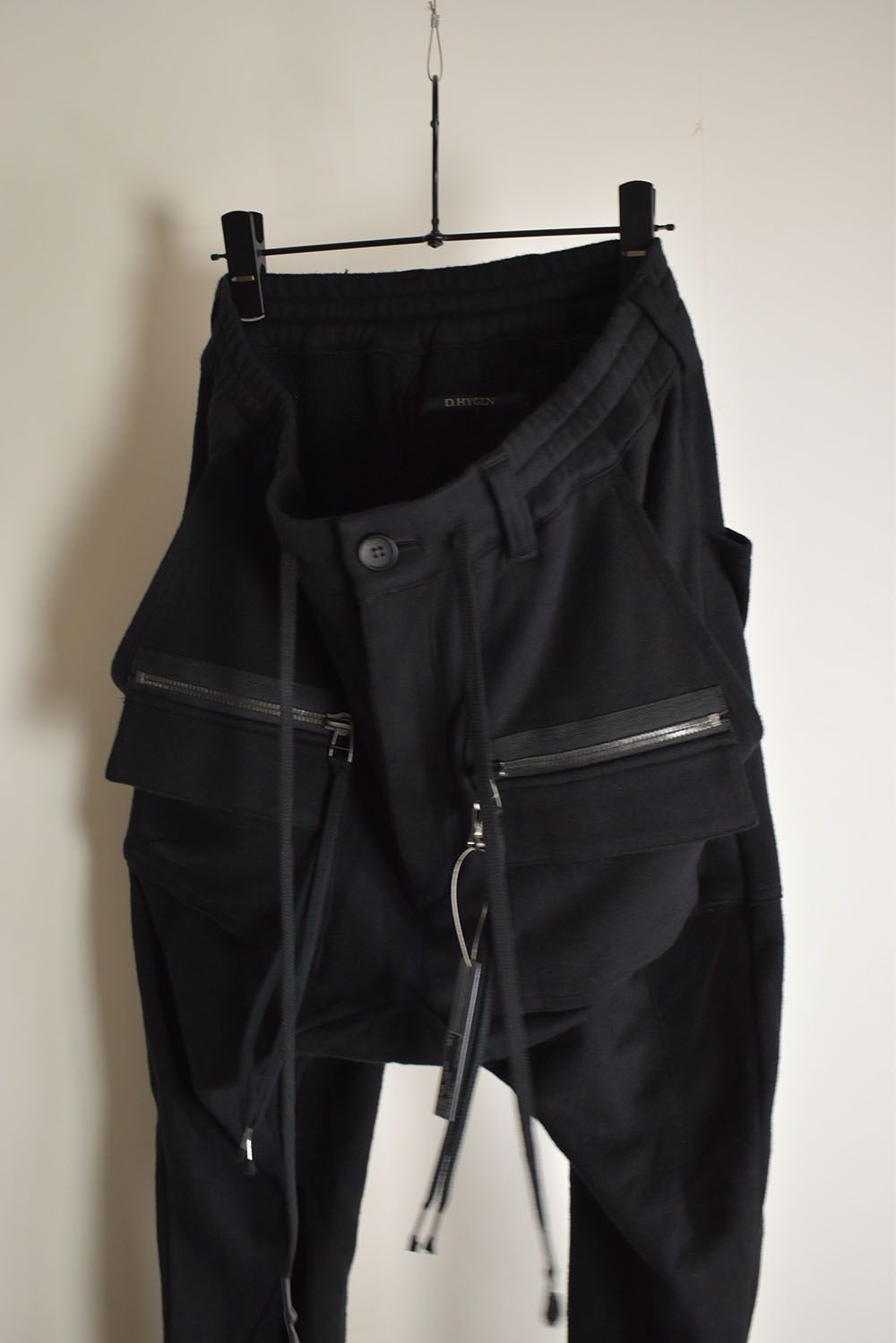 Non-ply Yarn Lined Belt Adjustable Crotch Jog Pants "Black" / 無撚糸裏毛ベルトアジャストロークロッチジョグパンツ"ブラック"