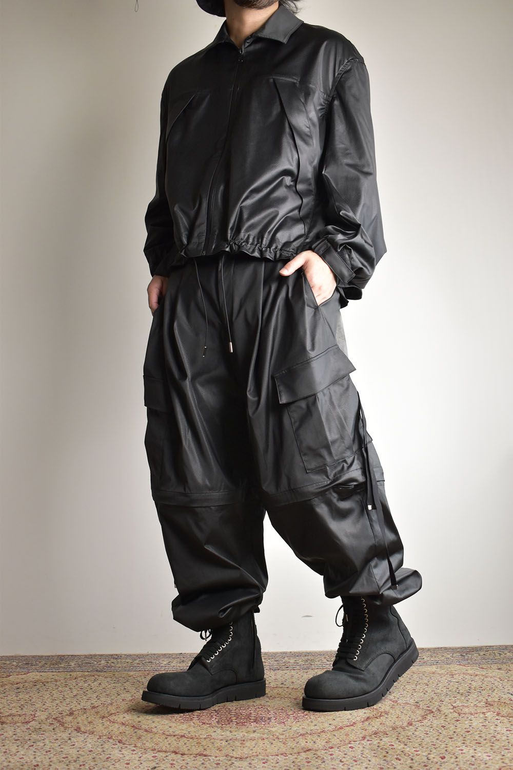 Fake Fake Leather Detachable Cargo Pants"Black"/フェイクフェイクレザーデタッチャブルカーゴパンツ"ブラック"