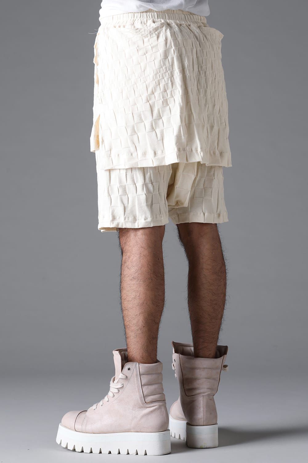 《2026SS先行予約》Gradient Plaid Pattern Layered Shorts"Black / Cream" / グラデーションチェックパターンレイヤードショーツ"ブラック/クリーム"