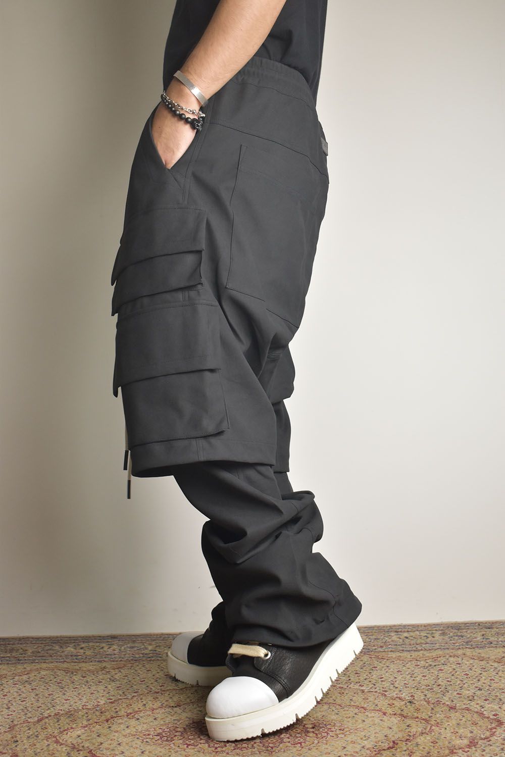 Synthetic Leather Suede Layerd Boots Cut "Black " / シンセティックレザースウェードレイヤードブーツカット "ブラック"