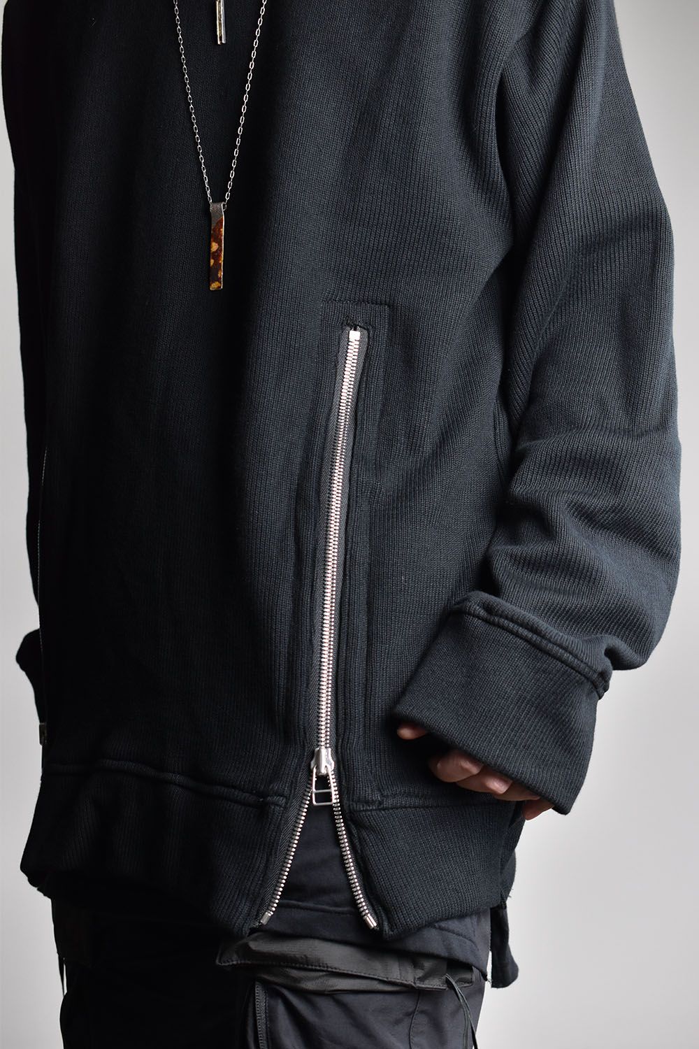 Layered Zip Pullover"Black" /レイヤードジッププルオーバー"ブラック"