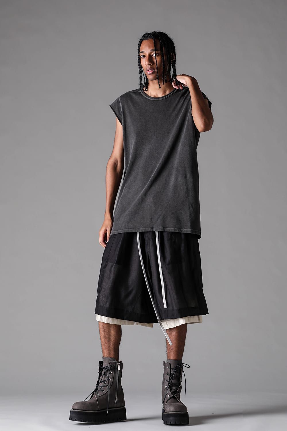 《2027SS先行予約》Sumi Dyed Lightweight French Terry Tank Top "D.Grey" / 墨染ミニ裏毛タンクトップ"ダークグレー"