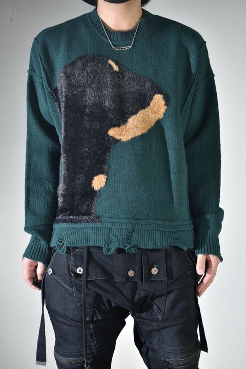 Dog Motif Intarsia Sweater "Jade" / ドッグモチーフインターシャセーター"ジェイド"