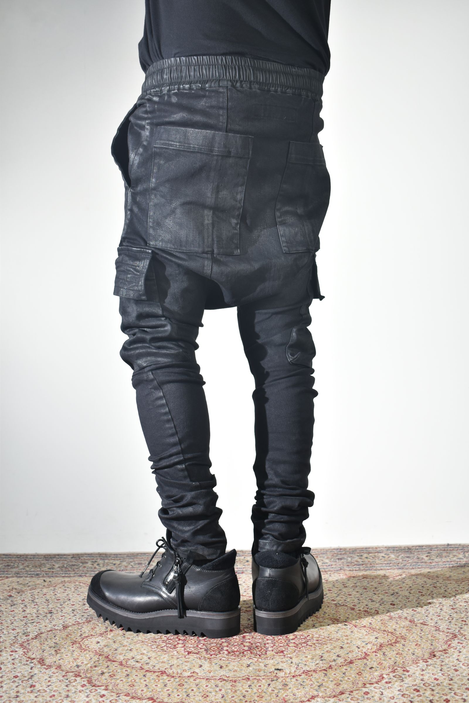 Coating Cargo Saroel Skinny"Black" / コーティングサルエルカーゴスキニー"ブラック"