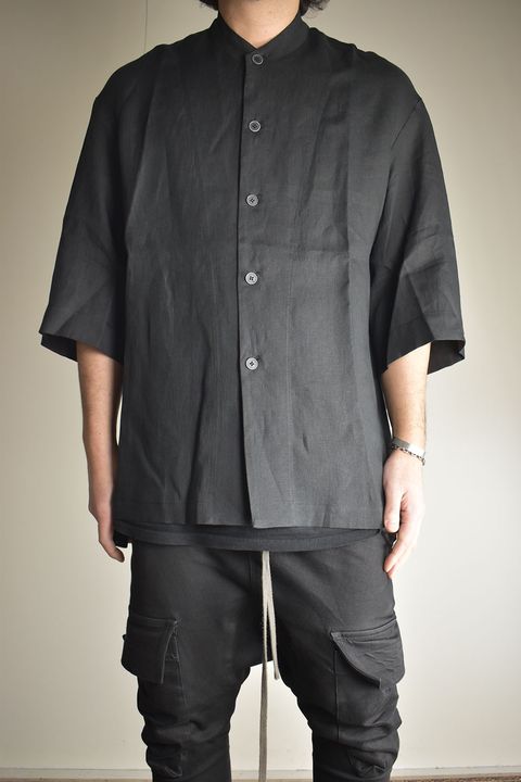 Elbow Length Band Collar Shirts"Lamp Black" / エルボーレングスバンドカラーシャツ"ランプブラック"