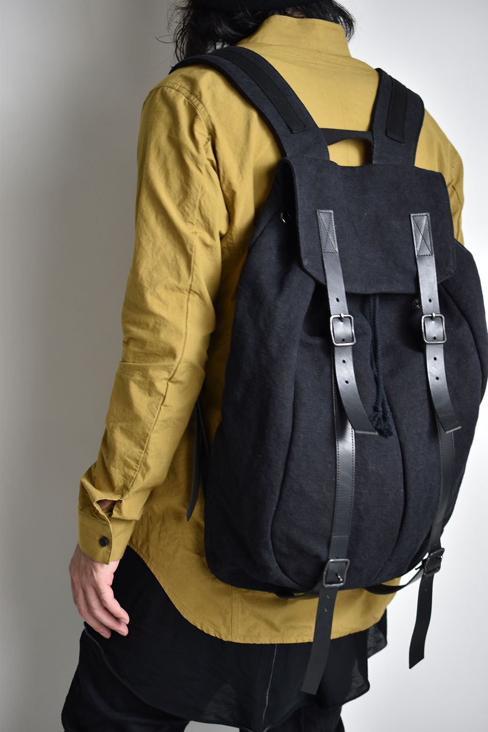 Jute x Cotton Military Twill Bag Attached Bag Pack"Black"/ ジュート×コットン ミリタリーツイルバッグ"ブラック"