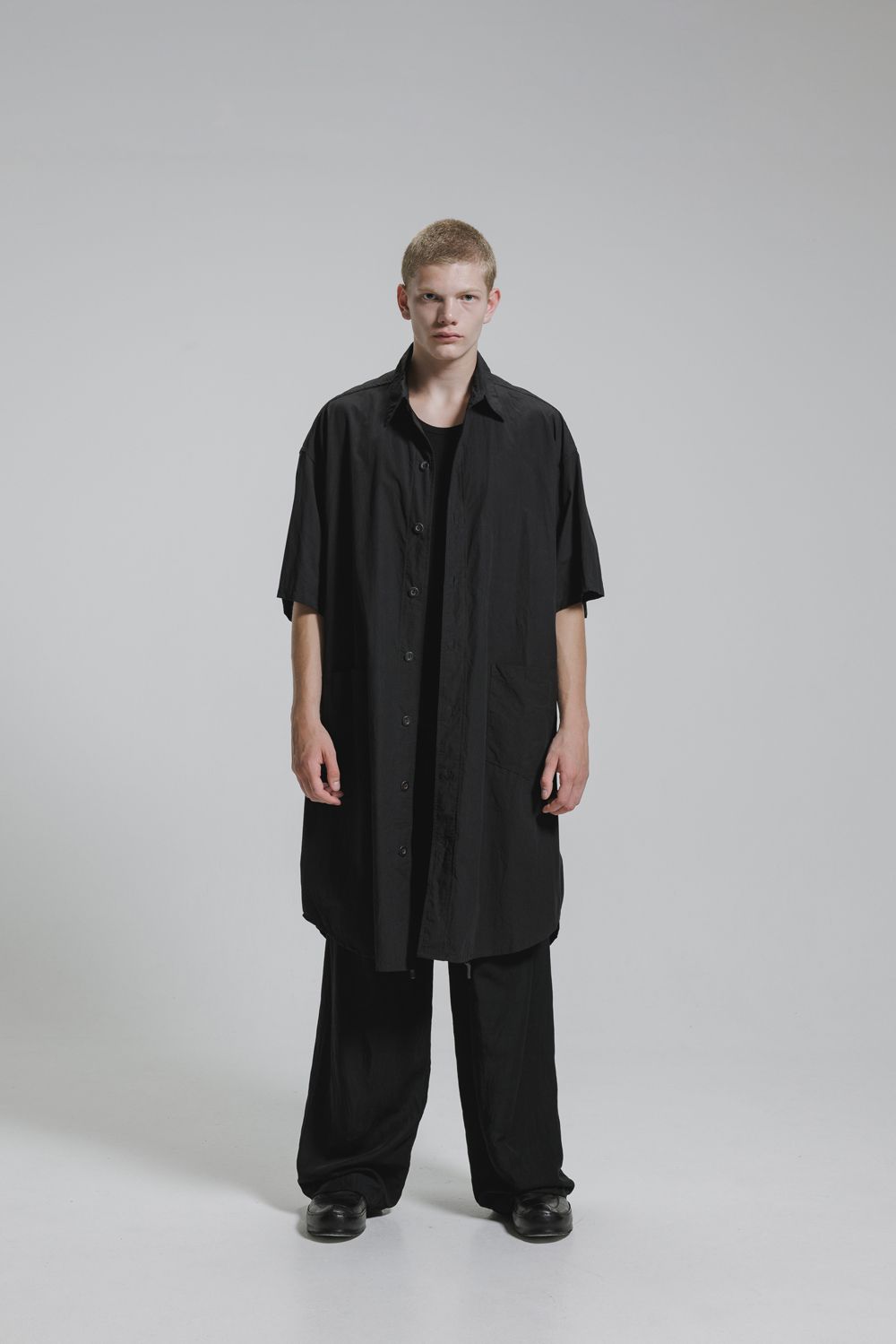 Cotton Broad Short-Sleeved Big Shirt &Dress"Black" / コットンブロード半袖ビッグシャツ / ワンピース"ブラック"