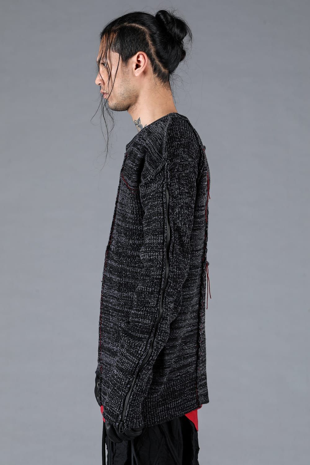 Wool Knit Zip Pullover "Charcoal" / ウールニットジッププルオーバー"チャコール"