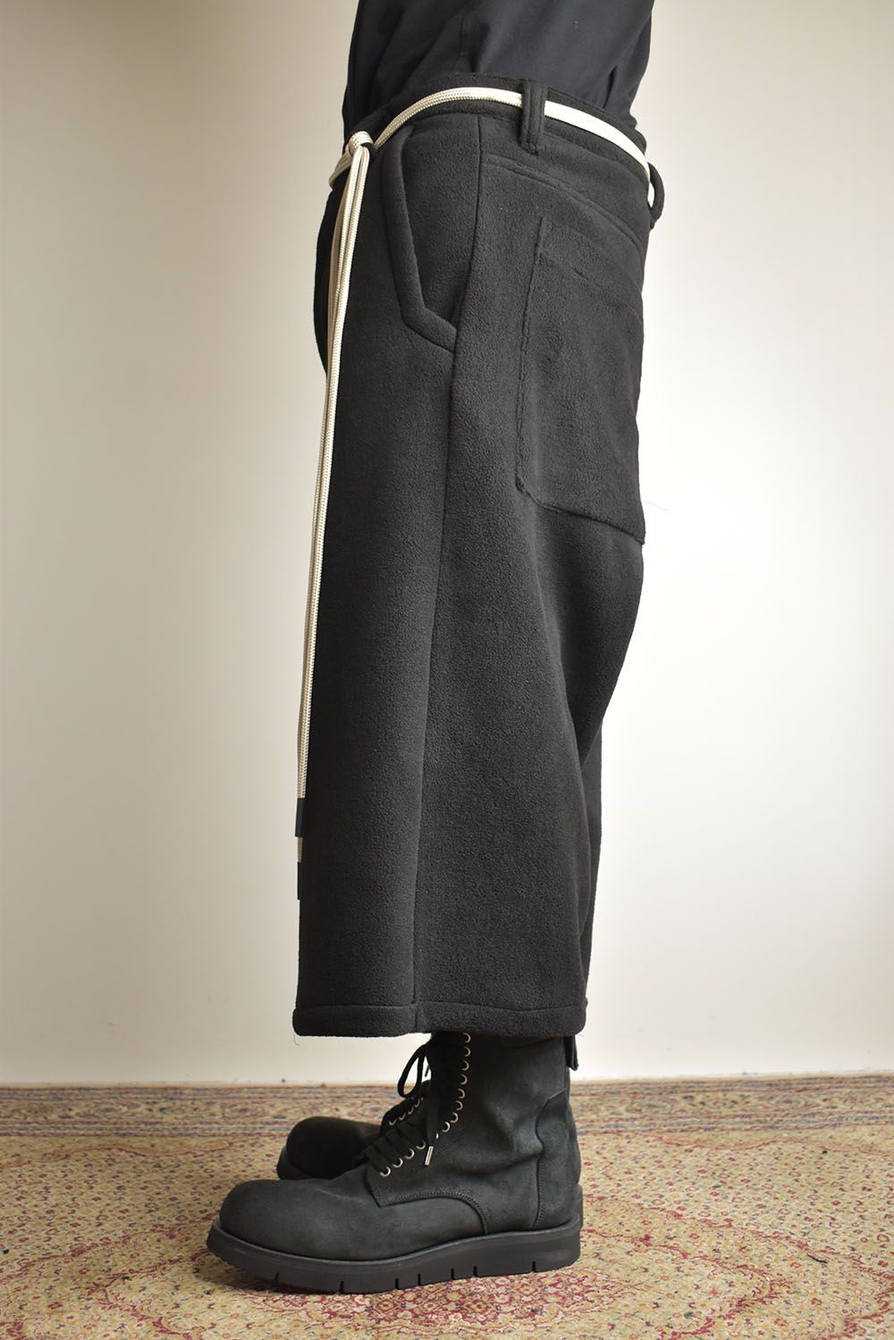 Fleece Over Cropped Pants"Black"/フリースオーバークロップドパンツ"ブラック"