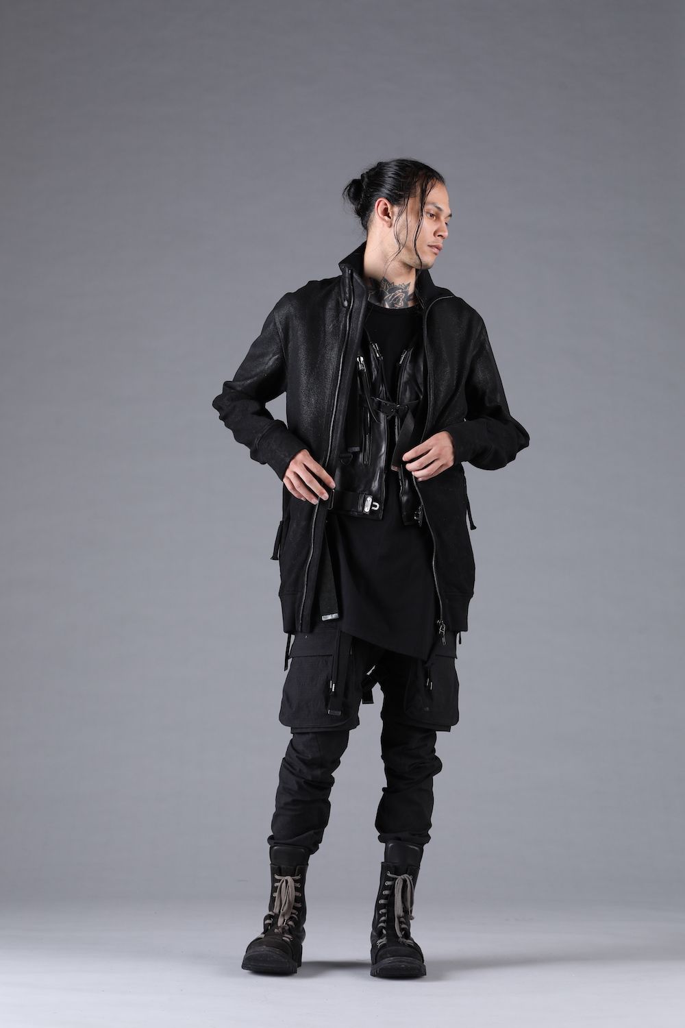 Ripstop Detachable Shorts Layered Cargo Jog Pants"Black" / リップストップデタッチャブルショーツレイヤードカーゴジョグパンツ"ブラック"