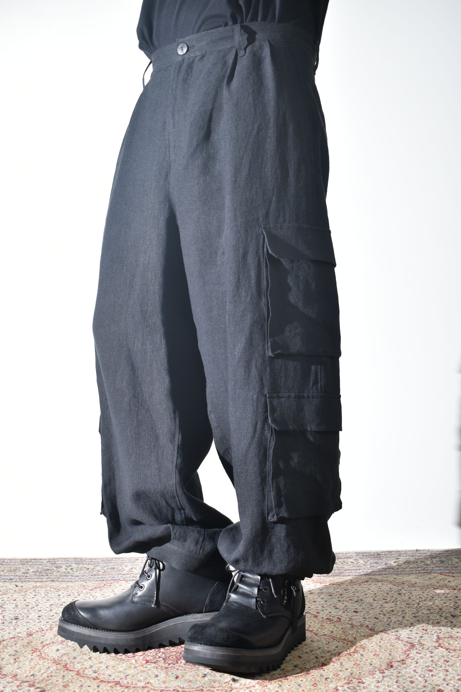Linen Cargo Pants "Black" / リネンカーゴパンツ"ブラック"