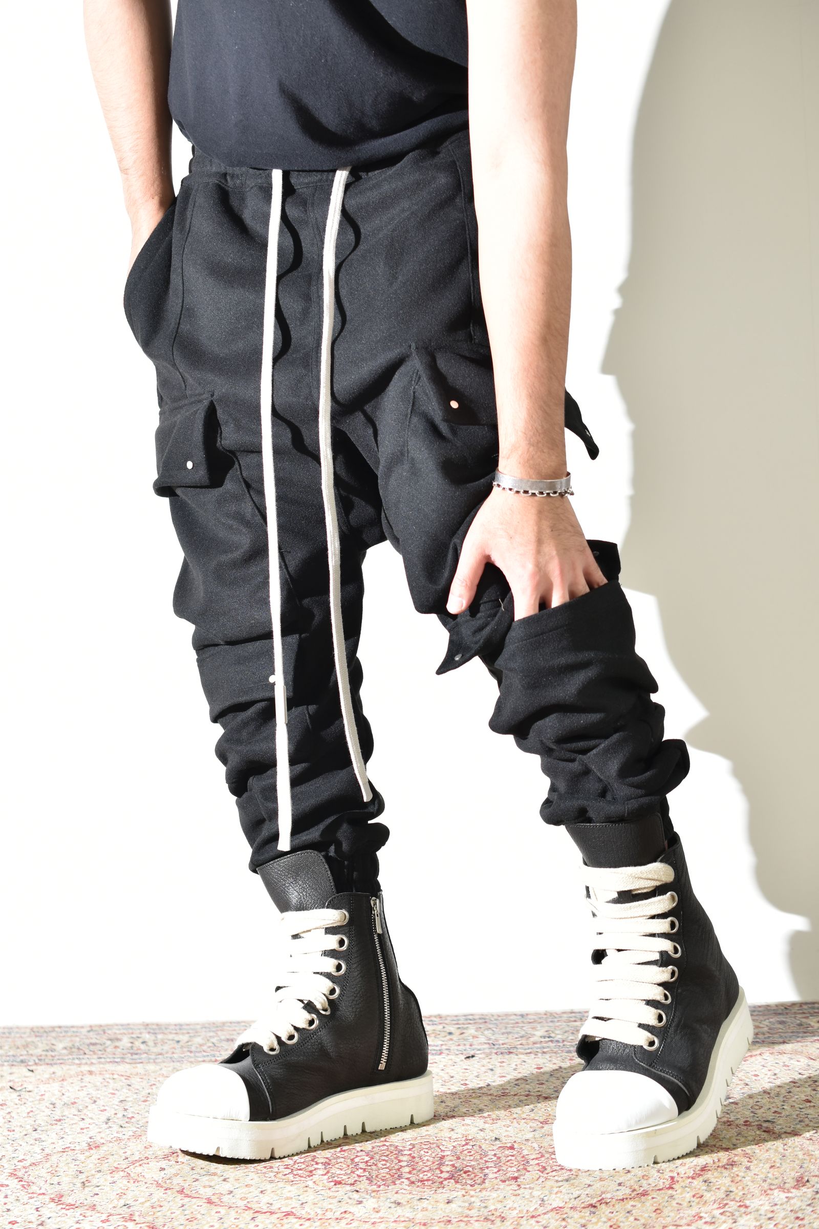 Knit Jersey Military Sarrouel Easy Pants"Black" / ニットジャージーミリタリーサルエルイージーパンツ"ブラック"