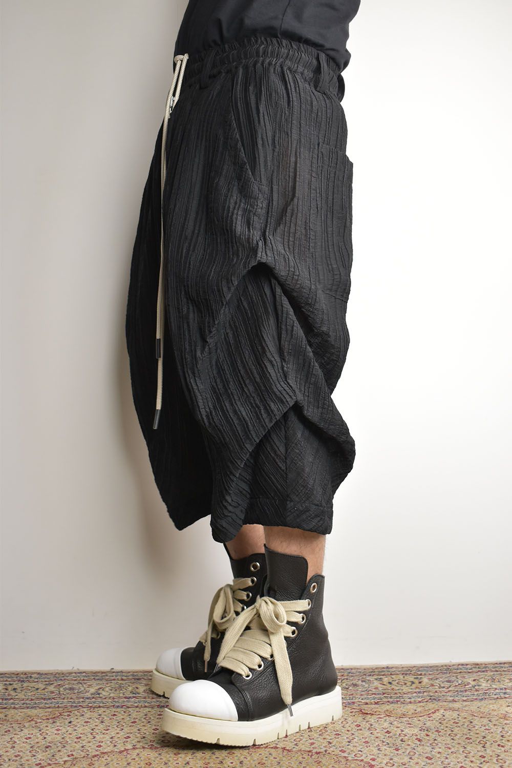 Sheer Yoryu Tuck Shorts"Black" / シアータックショーツ"ブラック"