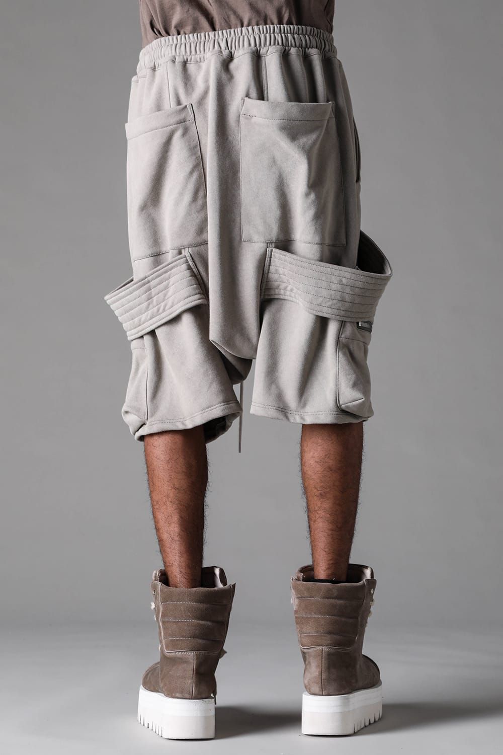 《2027SS先行予約》French Terry Belt Cargo Sarrouel Shorts "Black / Grey / L.Beige"/ フレンチテリー裏毛ベルトカーゴサルエルショーツ"ブラック / グレー /ライトベージュ"