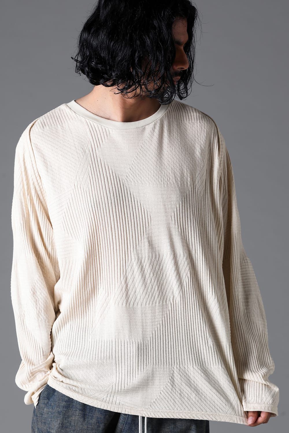 《2026SS先行予約》Deformed Stripe Pattern Shiva Long Sleeve Tee "Black / Cream" /ディフォルメドストライプパターンシヴァロングスリーブ"ブラック/クリーム"