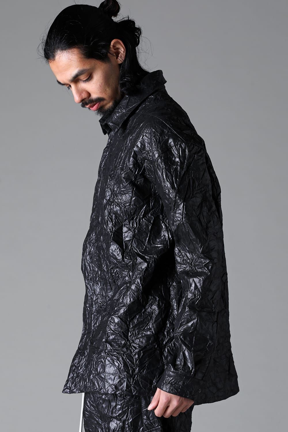 Washer Synthetic Leather Shirts"Black" / ワッシャーシンセティックレザーシャツ"ブラック"