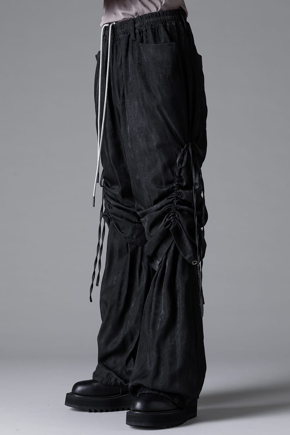《2026SS先行予約》Layerd Gather Wide Pants"Black / Uneven D.Grey / Uneven Grey" / レイヤードギャザーワイドパンツ"ブラック/アンイーブンダークグレー/アンイーブングレー"