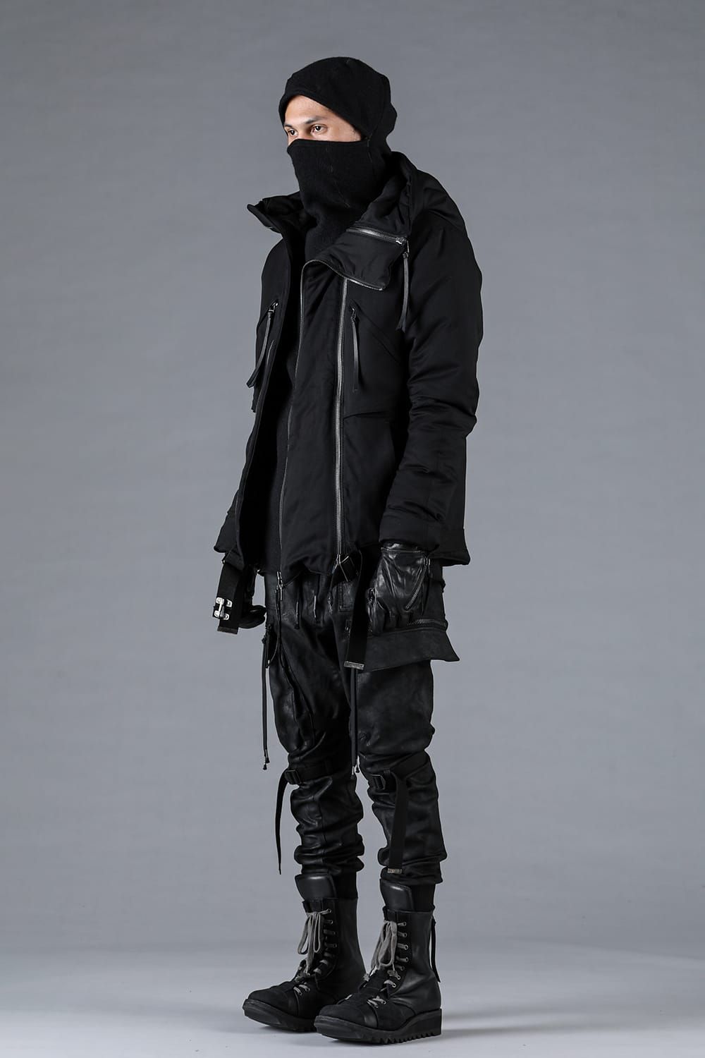 Product-Coated Jersey-Like Denim Cargo Jog Pants"Black" / 製品コーティングジャージーライクデニムカーゴジョグパンツ"ブラック"