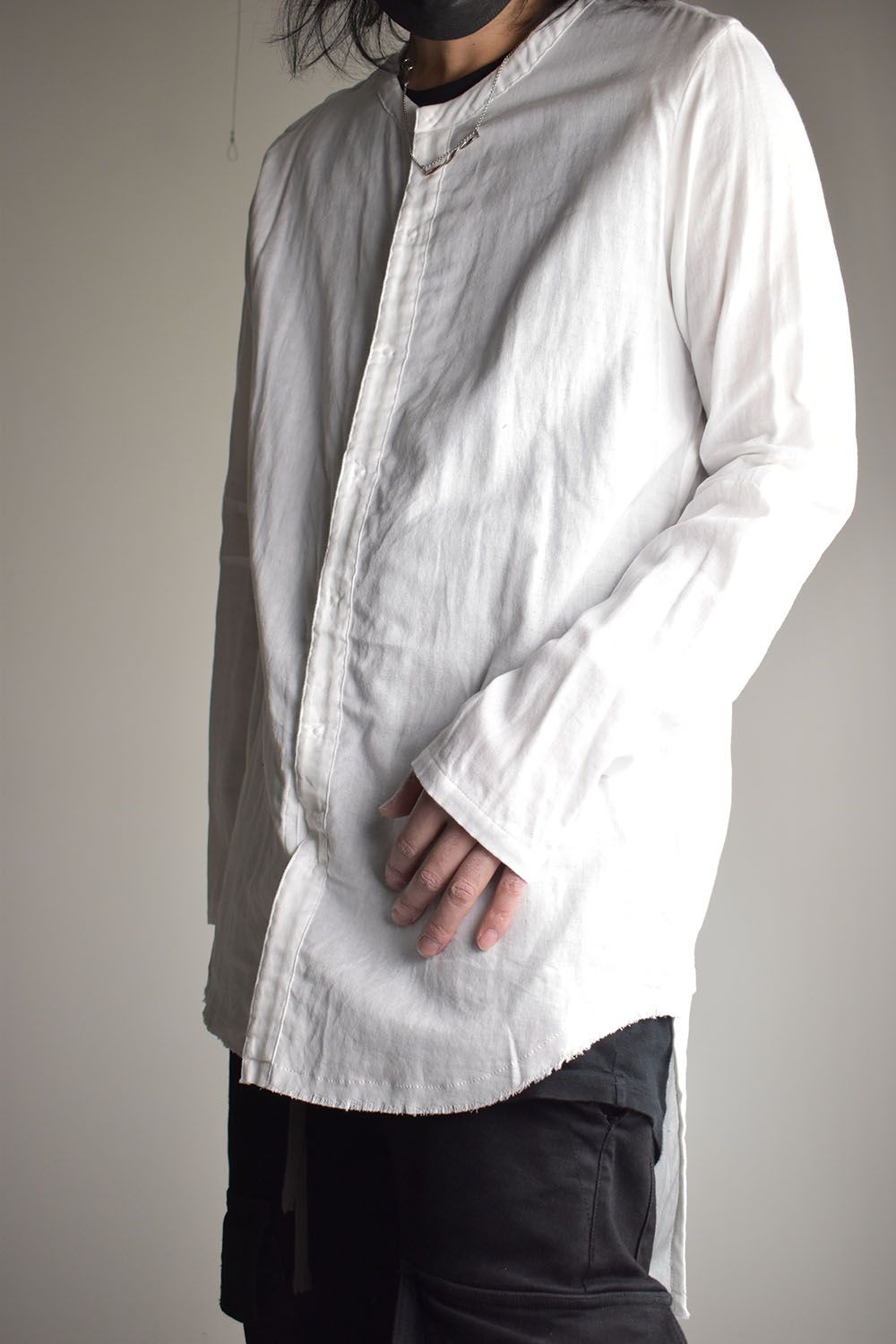 Round Neck Reversible Gauze Shirt"Off White" / ラウンドネックリバーシブルガーゼシャツ"オフホワイト"