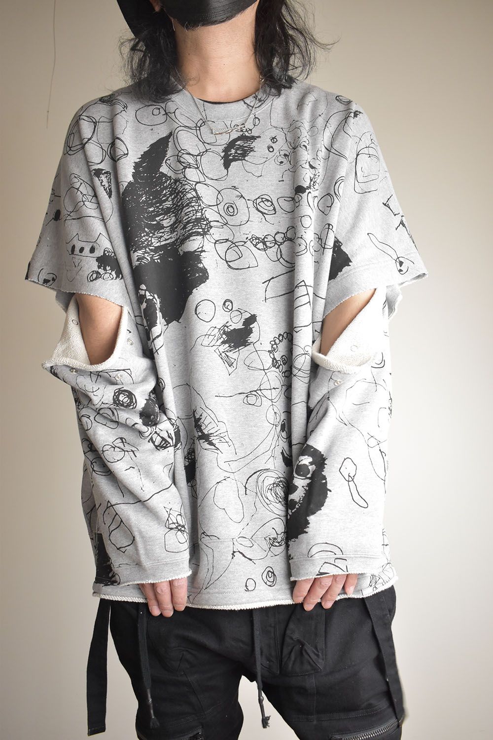 Sweat Oversize Print Pullover"Grey" / スウェットオーバープリントプルオーバー"グレー"