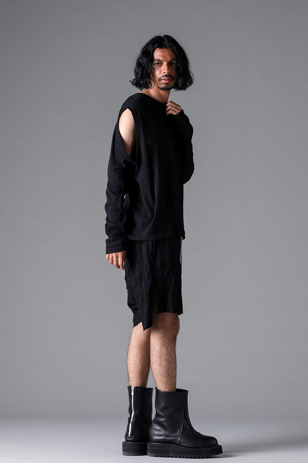 《2026SS先行予約》Deformed Stripe Pattern Shiva Long Sleeve Tee "Black / Cream" /ディフォルメドストライプパターンシヴァロングスリーブ"ブラック/クリーム"