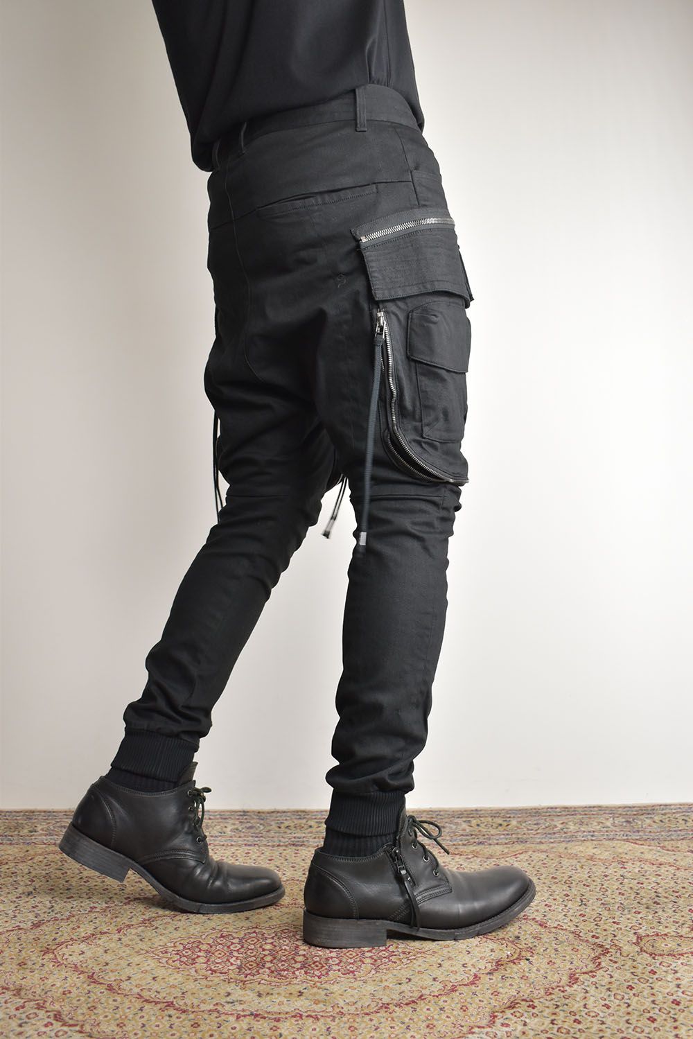 Stretch Denim Multi Pocket Cargo Jog Pants"Black" / ストレッチデニムマルチポケットカーゴジョグパンツ"ブラック"