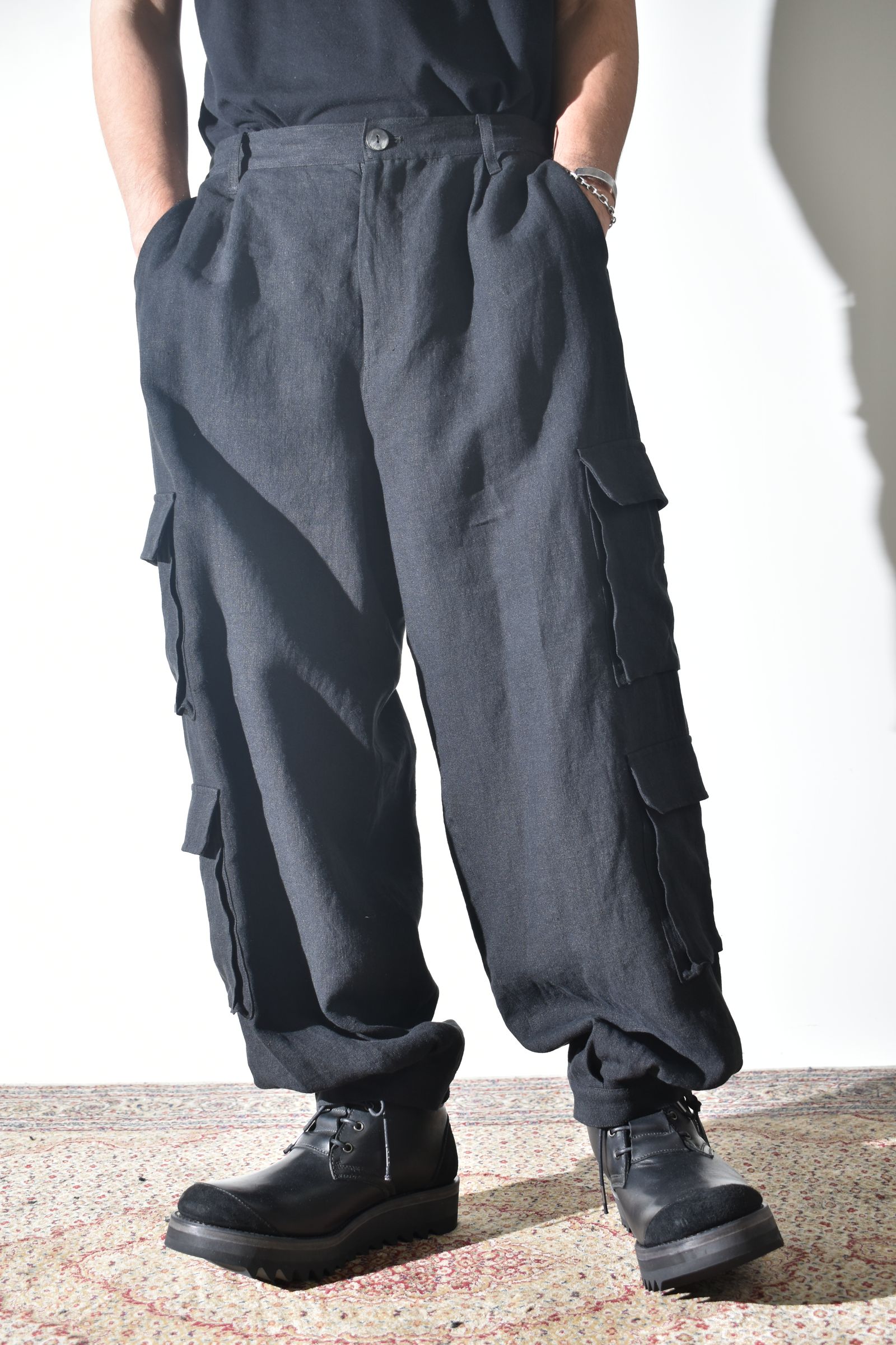 Linen Cargo Pants "Black" / リネンカーゴパンツ"ブラック"