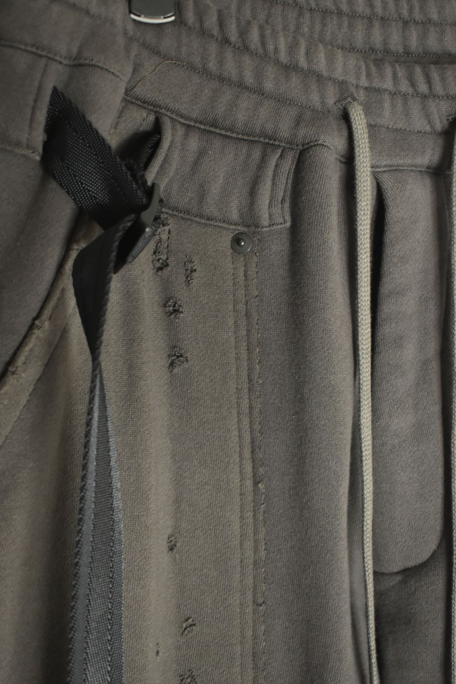 Untwisted Yarn Fleece Shotgun Wide Cropped Pants"Charcoal" / 無撚糸裏毛ショットガンワイドクロップドパンツ"チャコール"